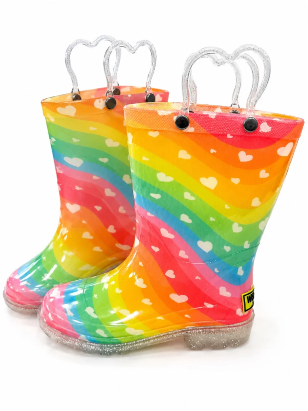 Western Chief Rainbow Heart Waves Light-Up Rain Boots Toddler Girls Size 10